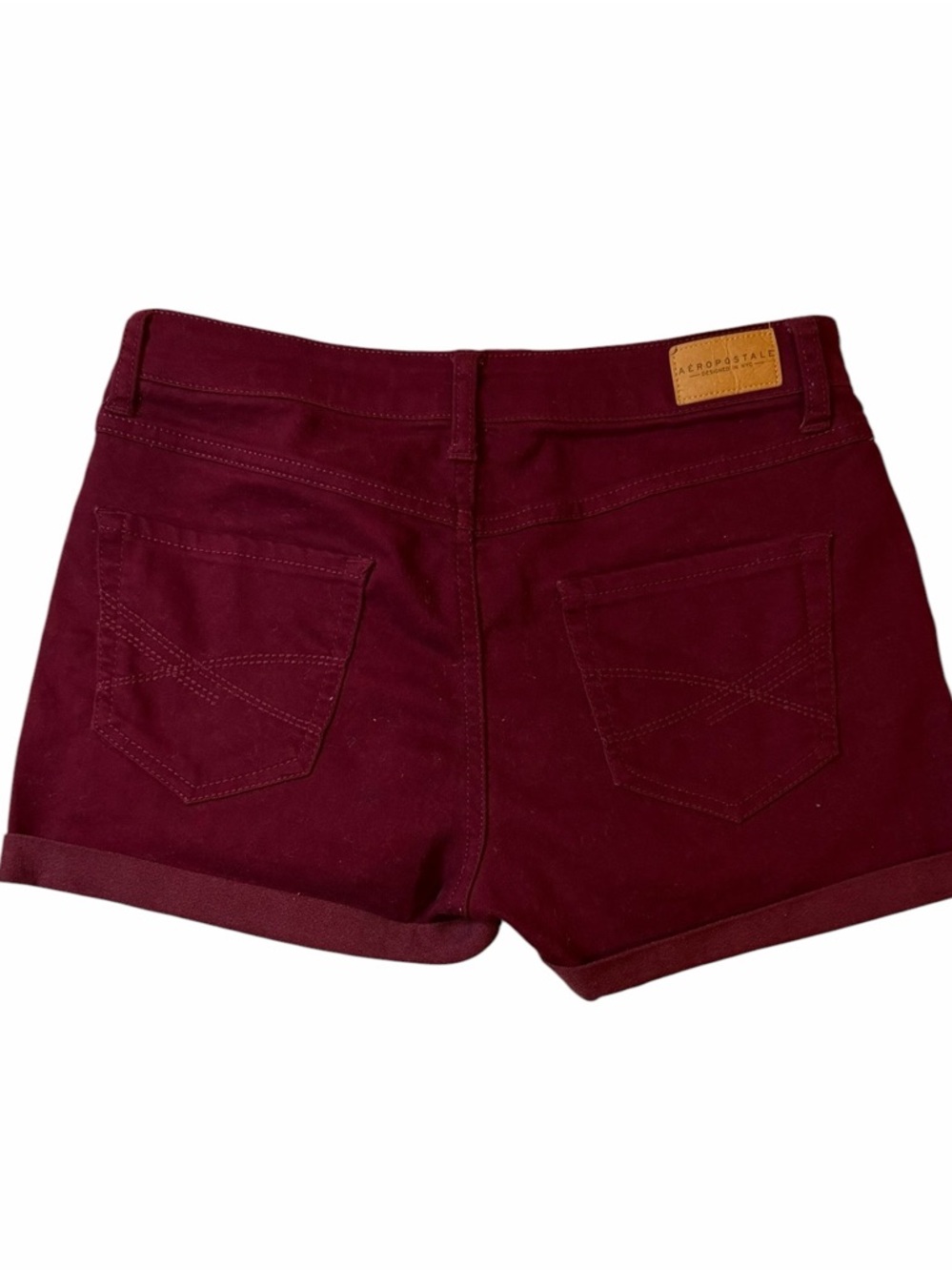 Aeropostale Burgundy Roll-Hem Jean Shorts (003)